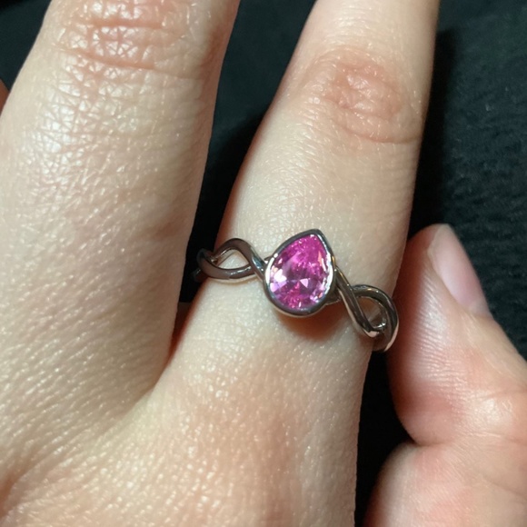 Barbie of Swan Lake Odette Ring with Pink Tourmaline CZ Crystal - Picture 3 of 6